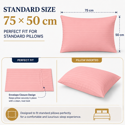 Microfiber Stripe Pillowcase Set of 2 – Soft Hotel Quality Bedding | Night Zone