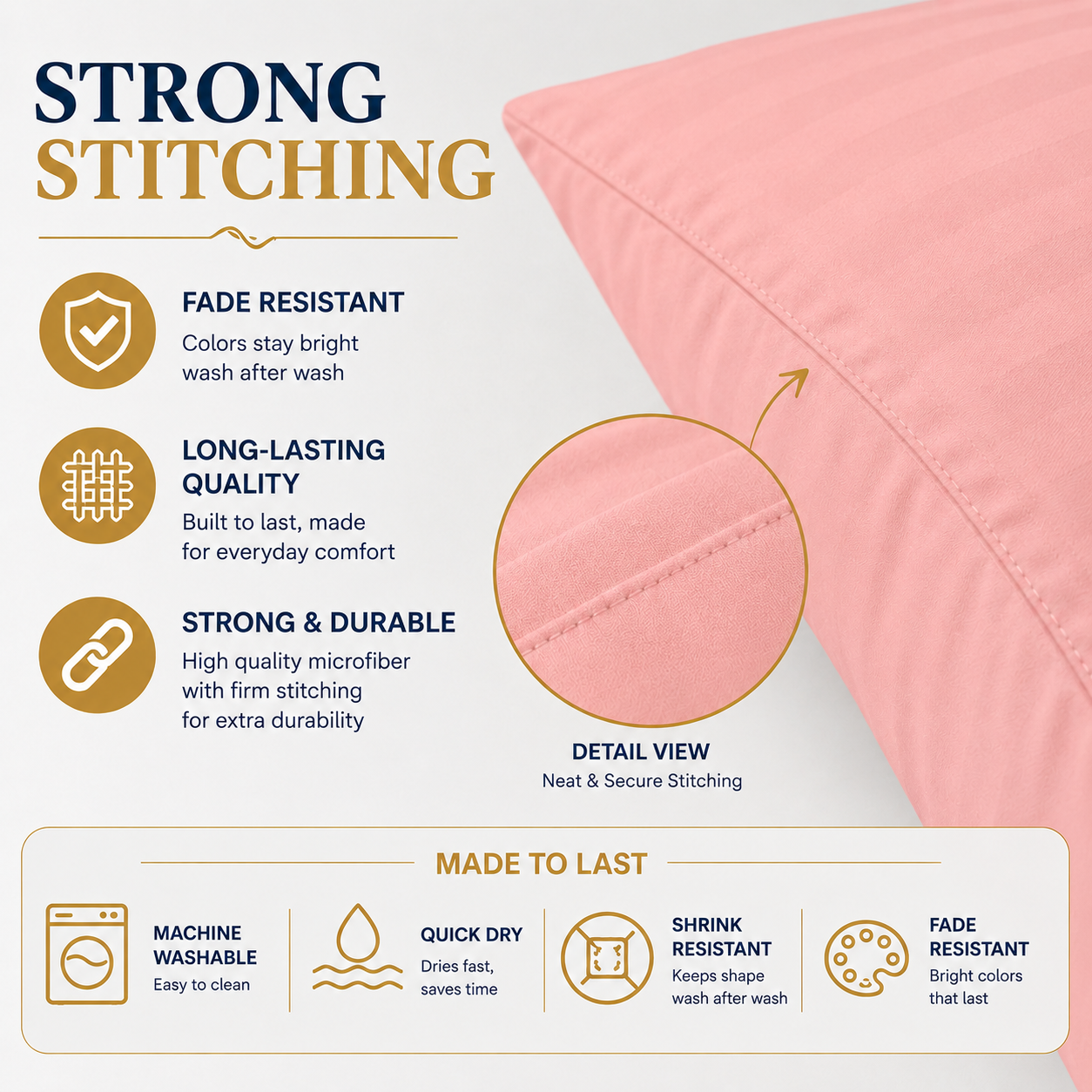 Microfiber Stripe Pillowcase Set of 2 – Soft Hotel Quality Bedding | Night Zone