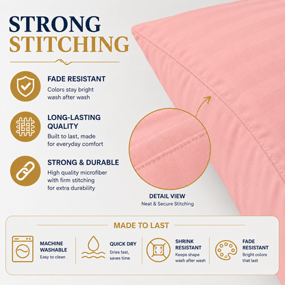 Microfiber Stripe Pillowcase Set of 2 – Soft Hotel Quality Bedding | Night Zone