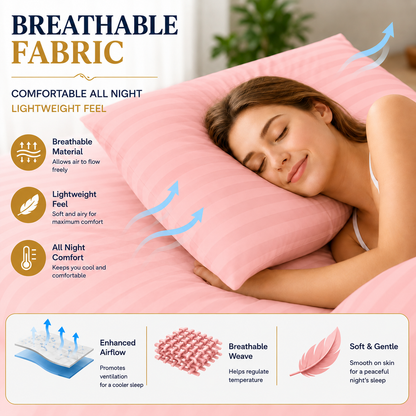 Microfiber Stripe Pillowcase Set of 2 – Soft Hotel Quality Bedding | Night Zone