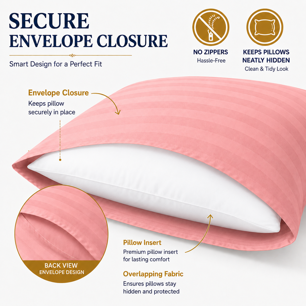 Microfiber Stripe Pillowcase Set of 2 – Soft Hotel Quality Bedding | Night Zone