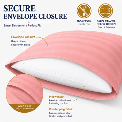 Microfiber Stripe Pillowcase Set of 2 – Soft Hotel Quality Bedding | Night Zone