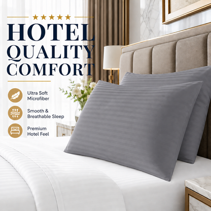 Microfiber Stripe Pillowcase Set of 2 – Soft Hotel Quality Bedding | Night Zone