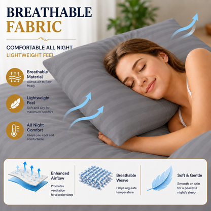 Microfiber Stripe Pillowcase Set of 2 – Soft Hotel Quality Bedding | Night Zone