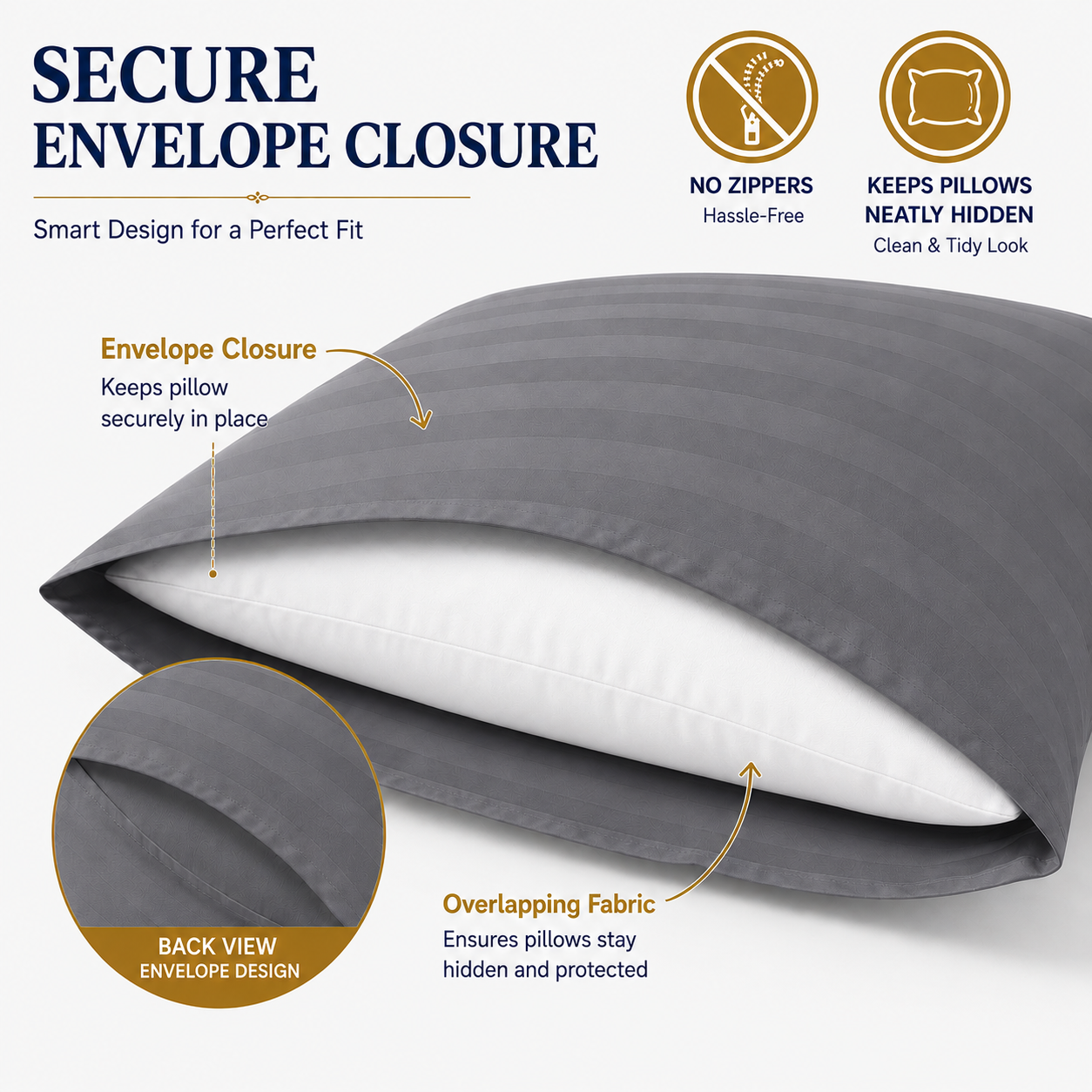 Microfiber Stripe Pillowcase Set of 2 – Soft Hotel Quality Bedding | Night Zone
