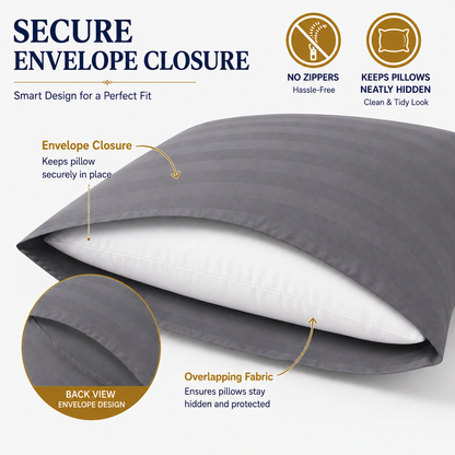 Microfiber Stripe Pillowcase Set of 2 – Soft Hotel Quality Bedding | Night Zone
