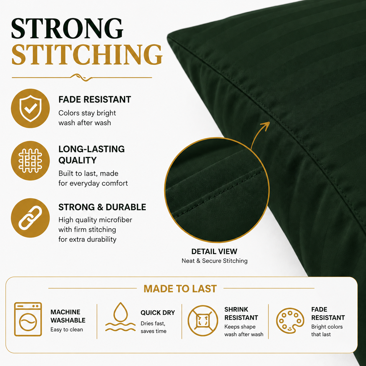 Microfiber Stripe Pillowcase Set of 2 – Soft Hotel Quality Bedding | Night Zone