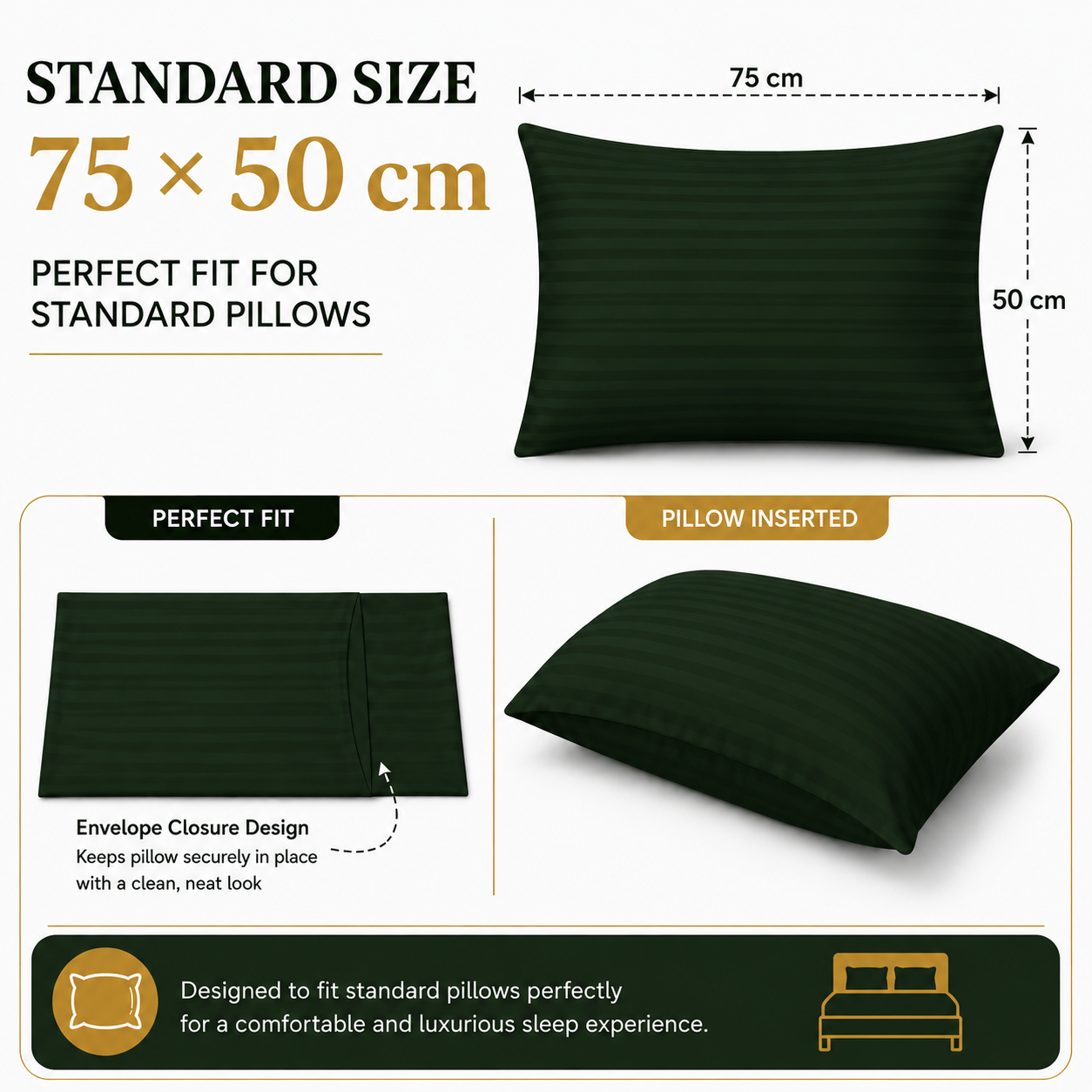 Microfiber Stripe Pillowcase Set of 2 – Soft Hotel Quality Bedding | Night Zone
