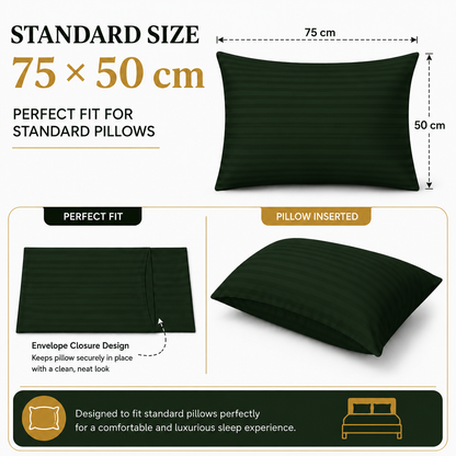Microfiber Stripe Pillowcase Set of 2 – Soft Hotel Quality Bedding | Night Zone