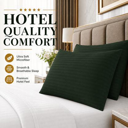 Microfiber Stripe Pillowcase Set of 2 – Soft Hotel Quality Bedding | Night Zone