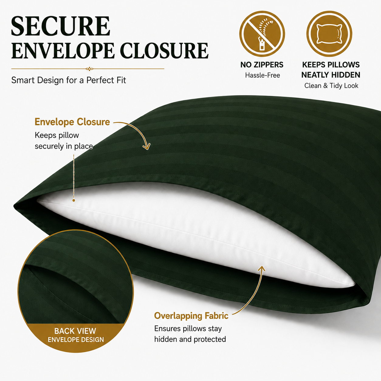 Microfiber Stripe Pillowcase Set of 2 – Soft Hotel Quality Bedding | Night Zone
