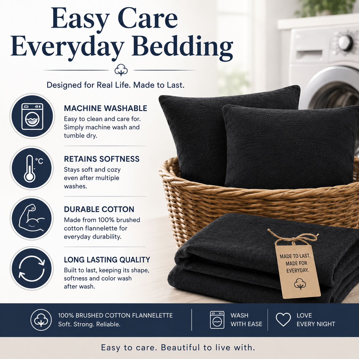 Flannelette Pillow Cases – 100% Brushed Cotton Soft Warm Bedding | Night Zone