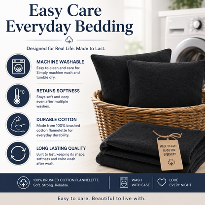 Flannelette Pillow Cases – 100% Brushed Cotton Soft Warm Bedding | Night Zone