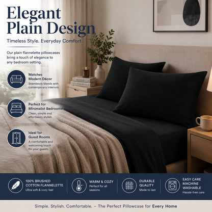 Flannelette Pillow Cases – 100% Brushed Cotton Soft Warm Bedding | Night Zone