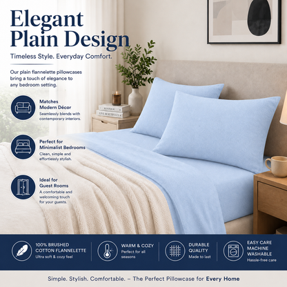 Flannelette Pillow Cases – 100% Brushed Cotton Soft Warm Bedding | Night Zone