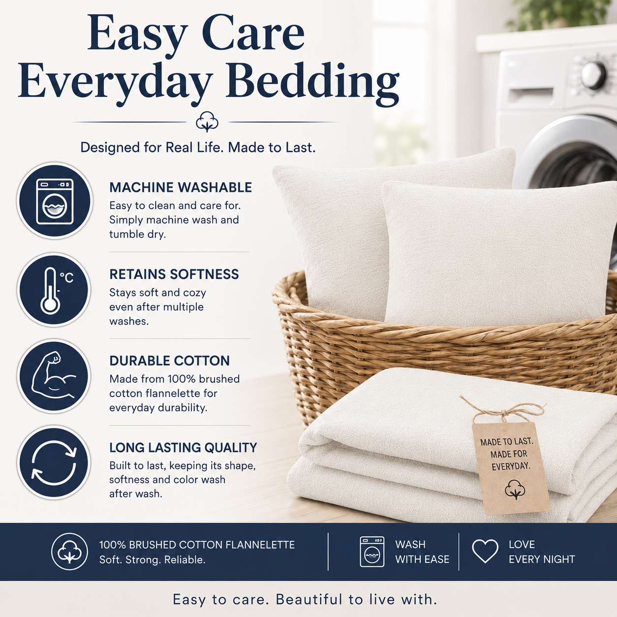 Flannelette Pillow Cases – 100% Brushed Cotton Soft Warm Bedding | Night Zone