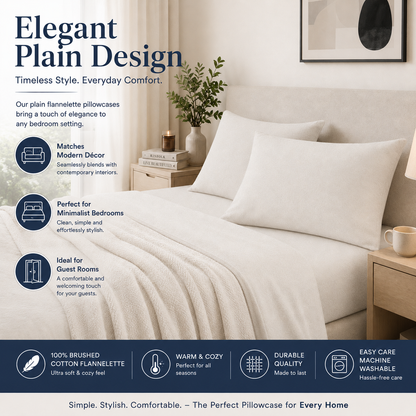 Flannelette Pillow Cases – 100% Brushed Cotton Soft Warm Bedding | Night Zone