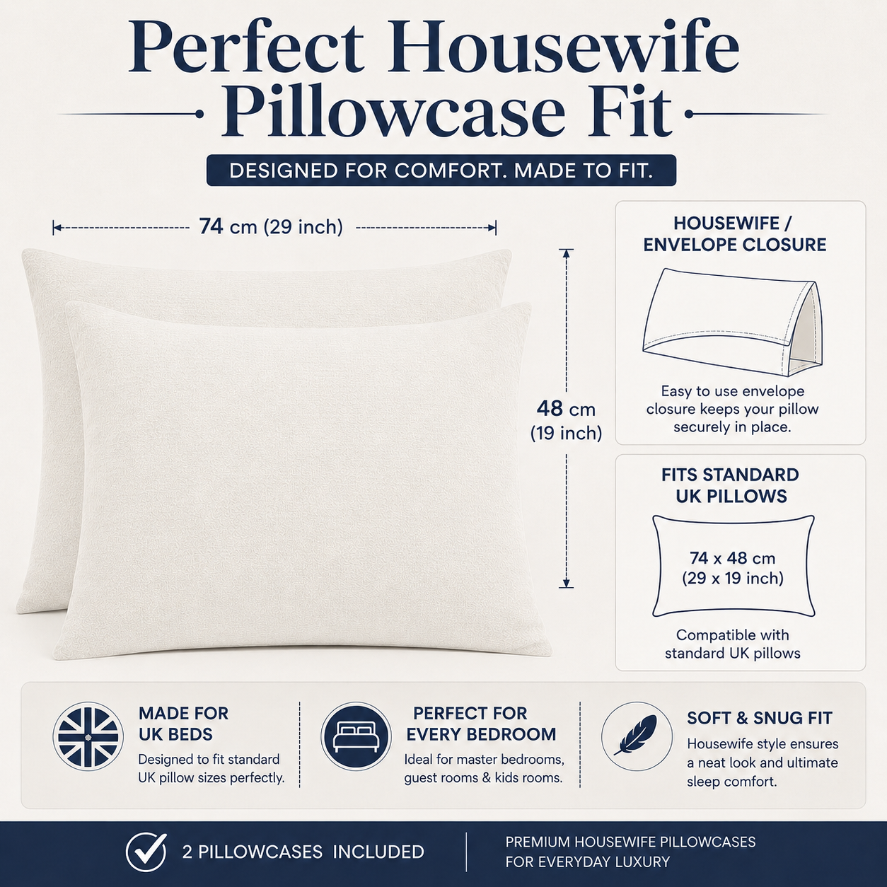 Flannelette Pillow Cases – 100% Brushed Cotton Soft Warm Bedding | Night Zone