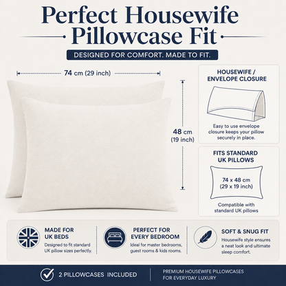 Flannelette Pillow Cases – 100% Brushed Cotton Soft Warm Bedding | Night Zone