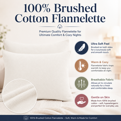Flannelette Pillow Cases – 100% Brushed Cotton Soft Warm Bedding | Night Zone