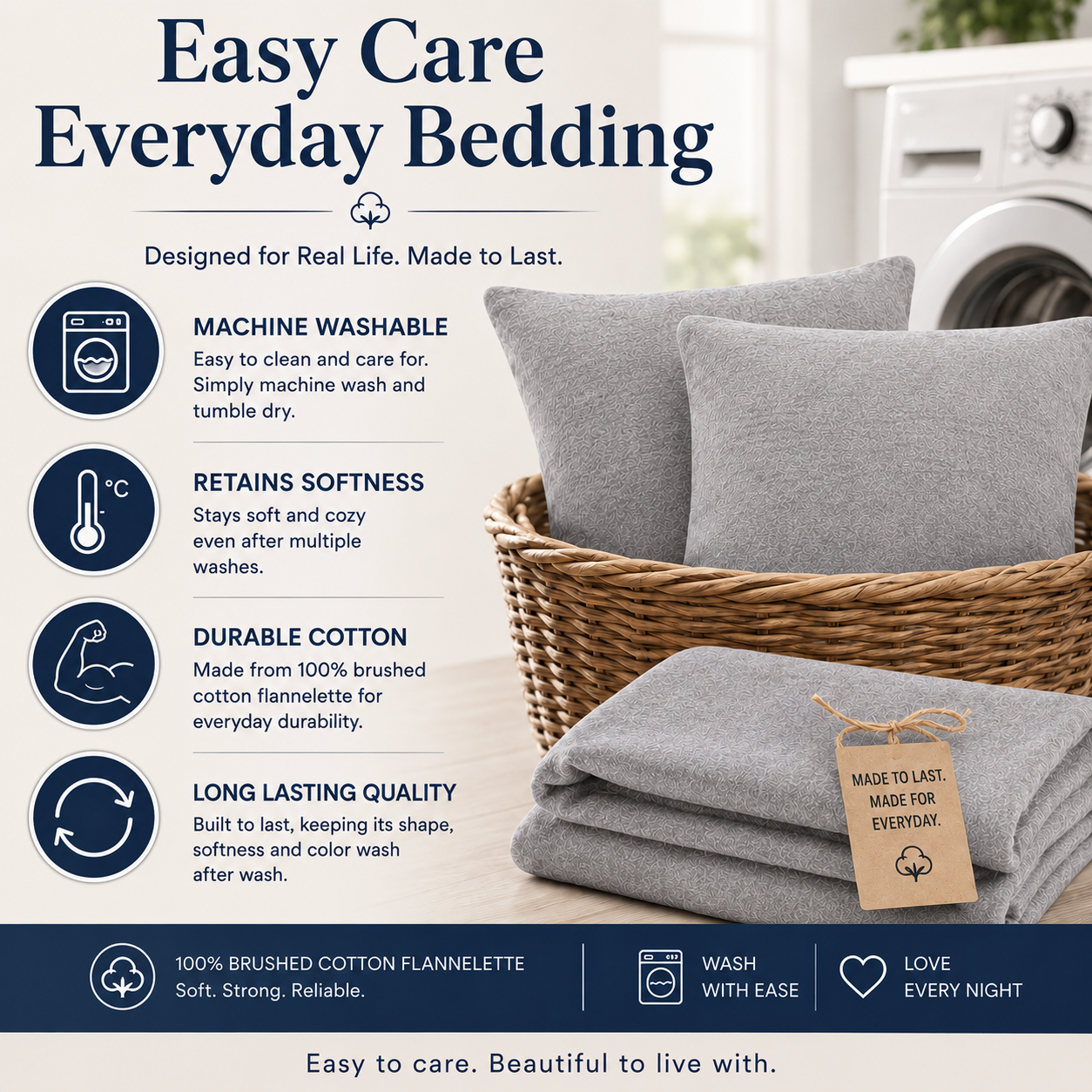 Flannelette Pillow Cases – 100% Brushed Cotton Soft Warm Bedding | Night Zone