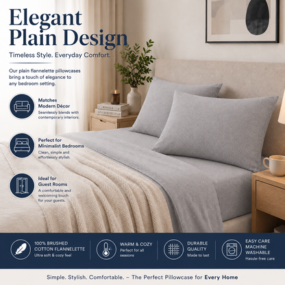 Flannelette Pillow Cases – 100% Brushed Cotton Soft Warm Bedding | Night Zone