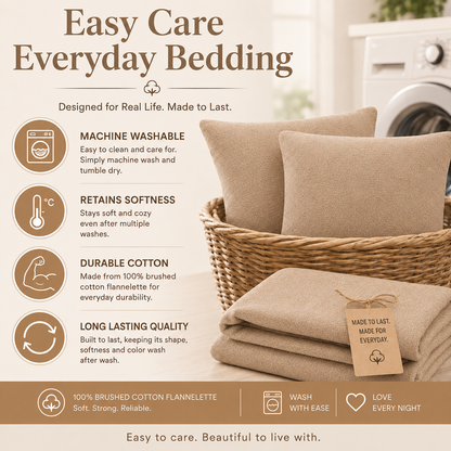 Flannelette Pillow Cases – 100% Brushed Cotton Soft Warm Bedding | Night Zone