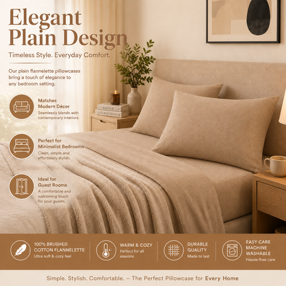 Flannelette Pillow Cases – 100% Brushed Cotton Soft Warm Bedding | Night Zone