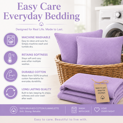 Flannelette Pillow Cases – 100% Brushed Cotton Soft Warm Bedding | Night Zone