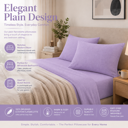 Flannelette Pillow Cases – 100% Brushed Cotton Soft Warm Bedding | Night Zone