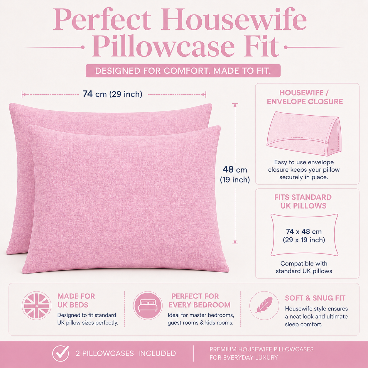 Flannelette Pillow Cases – 100% Brushed Cotton Soft Warm Bedding | Night Zone