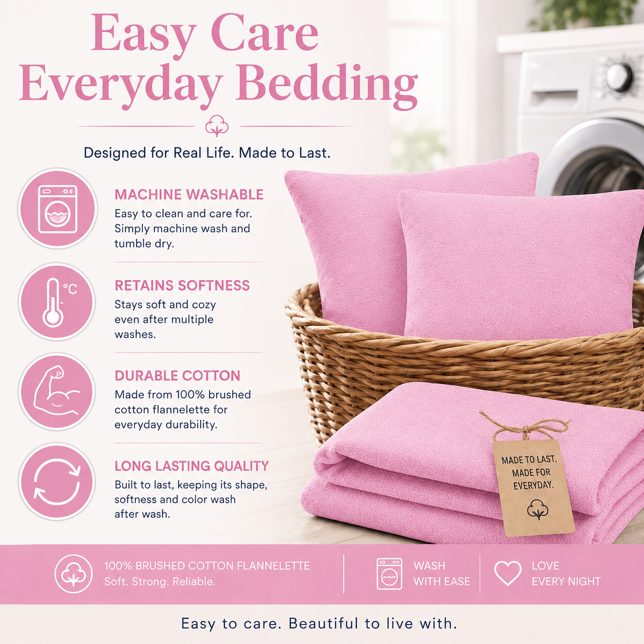 Flannelette Pillow Cases – 100% Brushed Cotton Soft Warm Bedding | Night Zone
