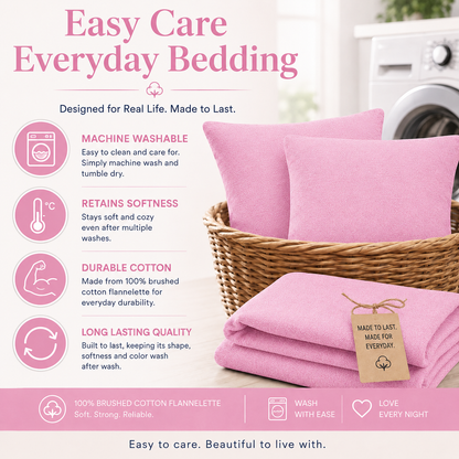 Flannelette Pillow Cases – 100% Brushed Cotton Soft Warm Bedding | Night Zone