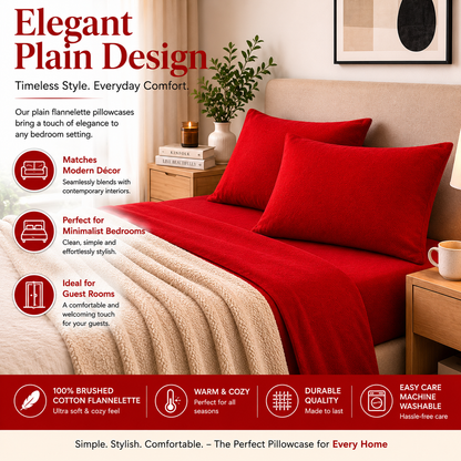 Flannelette Pillow Cases – 100% Brushed Cotton Soft Warm Bedding | Night Zone