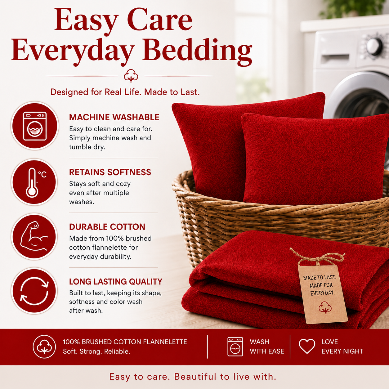 Flannelette Pillow Cases – 100% Brushed Cotton Soft Warm Bedding | Night Zone