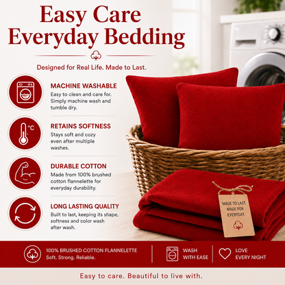 Flannelette Pillow Cases – 100% Brushed Cotton Soft Warm Bedding | Night Zone