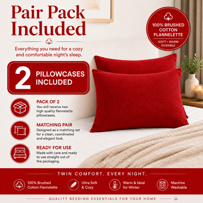 Flannelette Pillow Cases – 100% Brushed Cotton Soft Warm Bedding | Night Zone