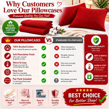 Flannelette Pillow Cases – 100% Brushed Cotton Soft Warm Bedding | Night Zone