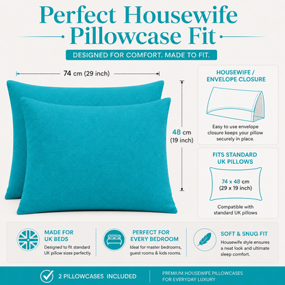 Flannelette Pillow Cases – 100% Brushed Cotton Soft Warm Bedding | Night Zone