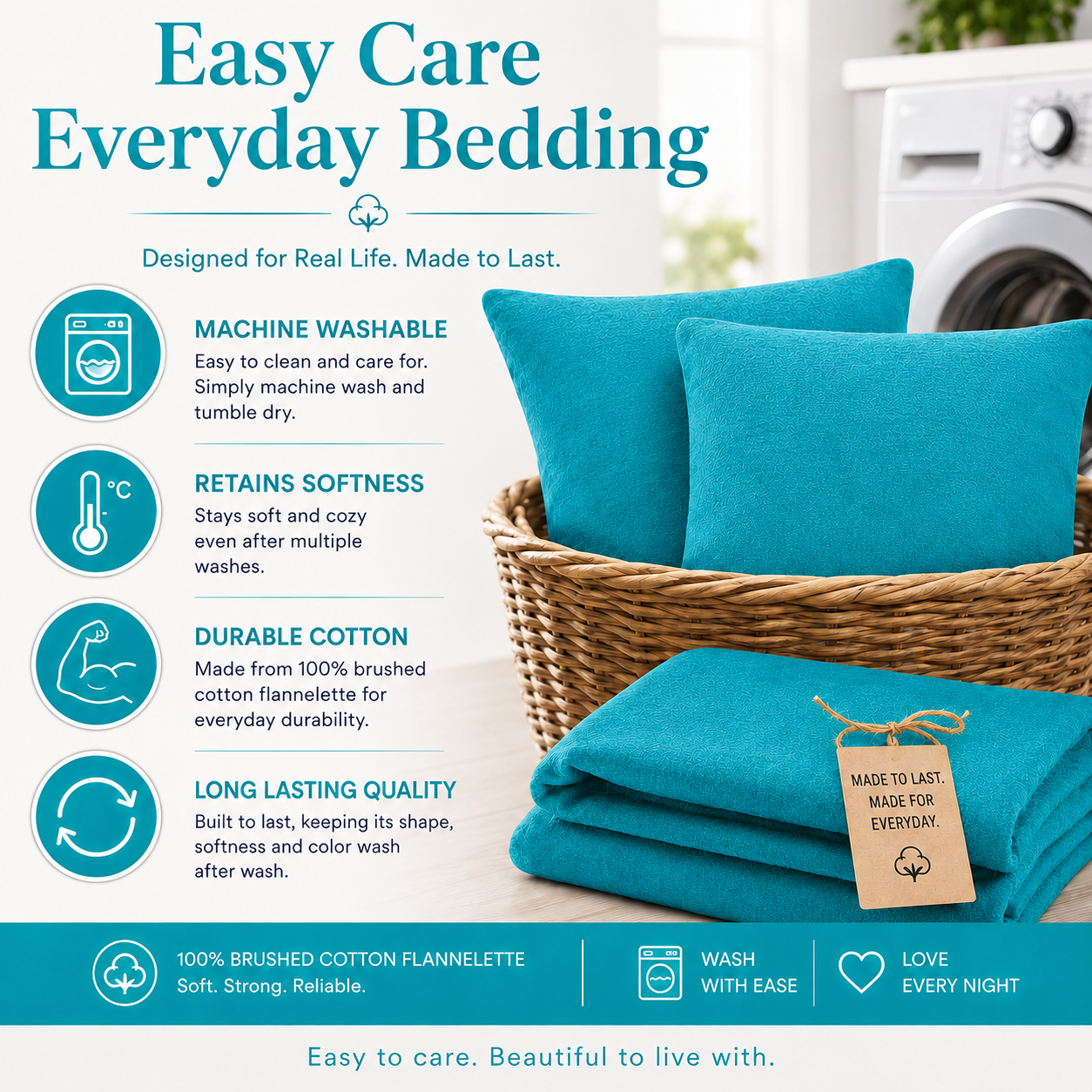 Flannelette Pillow Cases – 100% Brushed Cotton Soft Warm Bedding | Night Zone