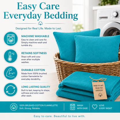 Flannelette Pillow Cases – 100% Brushed Cotton Soft Warm Bedding | Night Zone