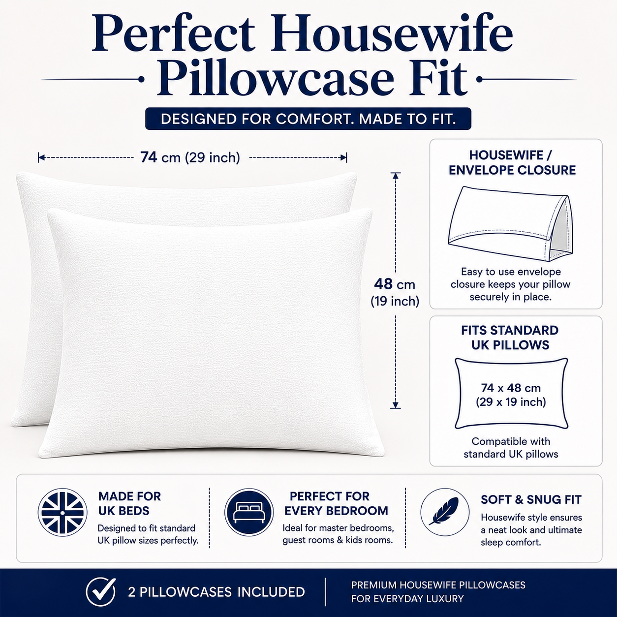 Flannelette Pillow Cases – 100% Brushed Cotton Soft Warm Bedding | Night Zone