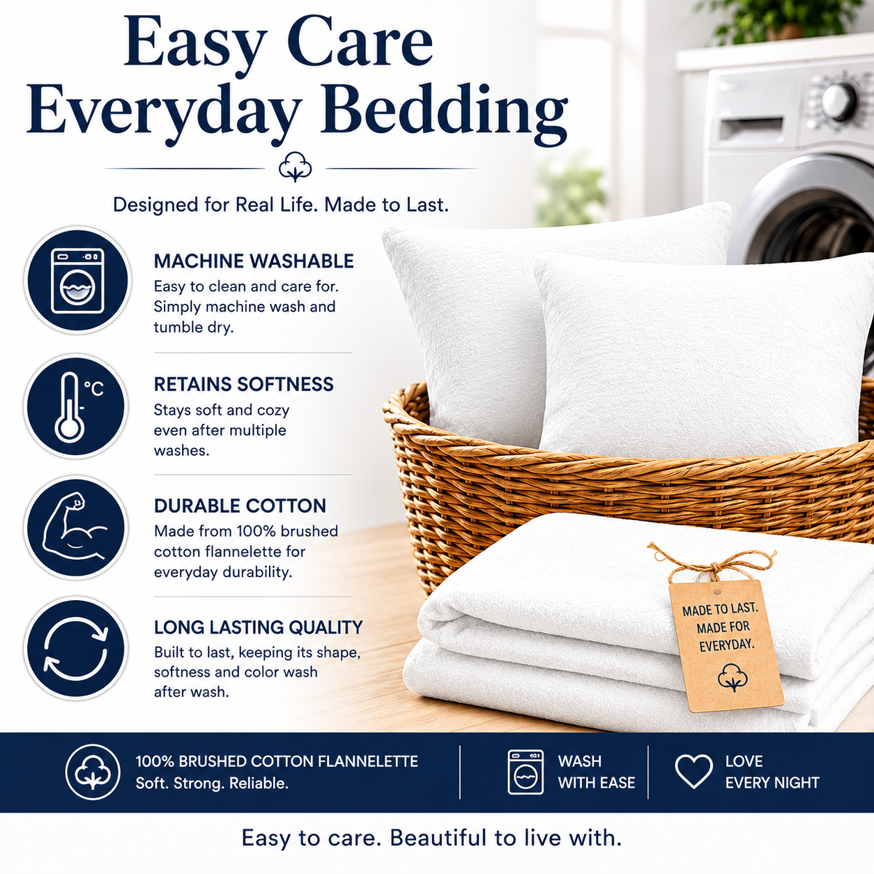 Flannelette Pillow Cases – 100% Brushed Cotton Soft Warm Bedding | Night Zone