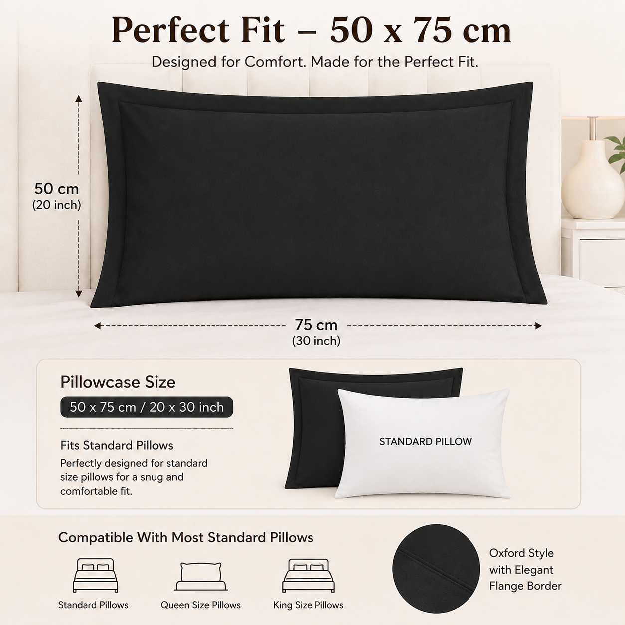 200 Thread Count Egyptian Cotton Pillowcases Pair – Hotel Quality Bedding | Night Zone