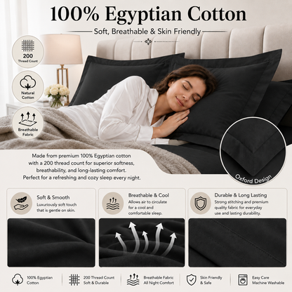200 Thread Count Egyptian Cotton Pillowcases Pair – Hotel Quality Bedding | Night Zone