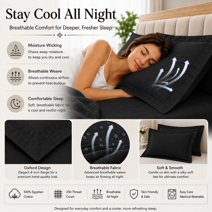 200 Thread Count Egyptian Cotton Pillowcases Pair – Hotel Quality Bedding | Night Zone