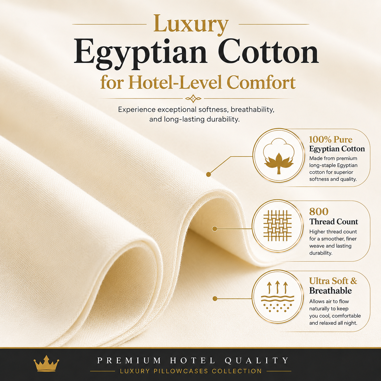 800 Thread Count Egyptian Cotton Pillow Cases – Luxury Hotel Quality Bedding | Night Zone