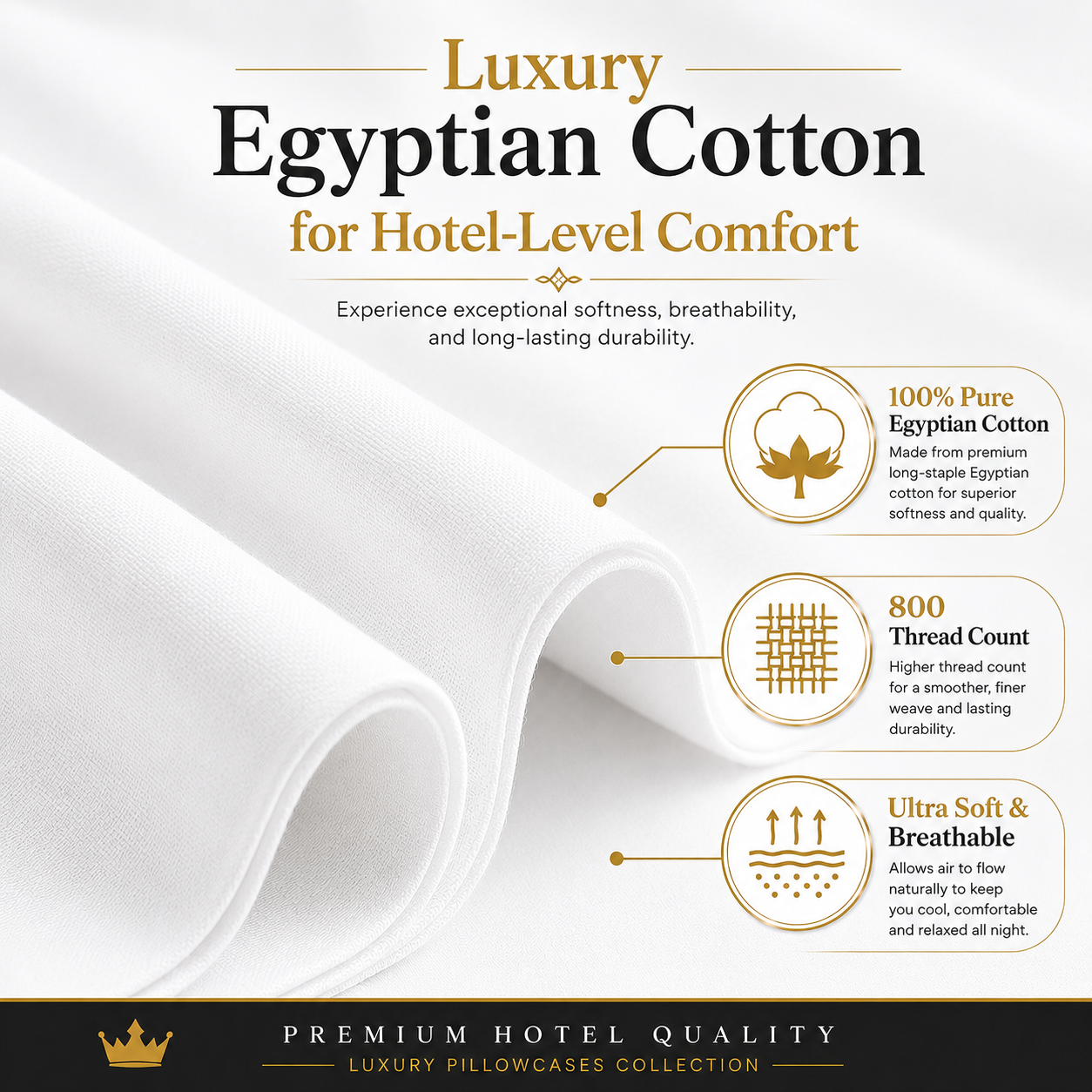 800 Thread Count Egyptian Cotton Pillow Cases – Luxury Hotel Quality Bedding | Night Zone