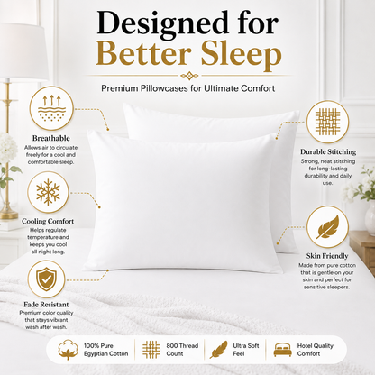 800 Thread Count Egyptian Cotton Pillow Cases – Luxury Hotel Quality Bedding | Night Zone