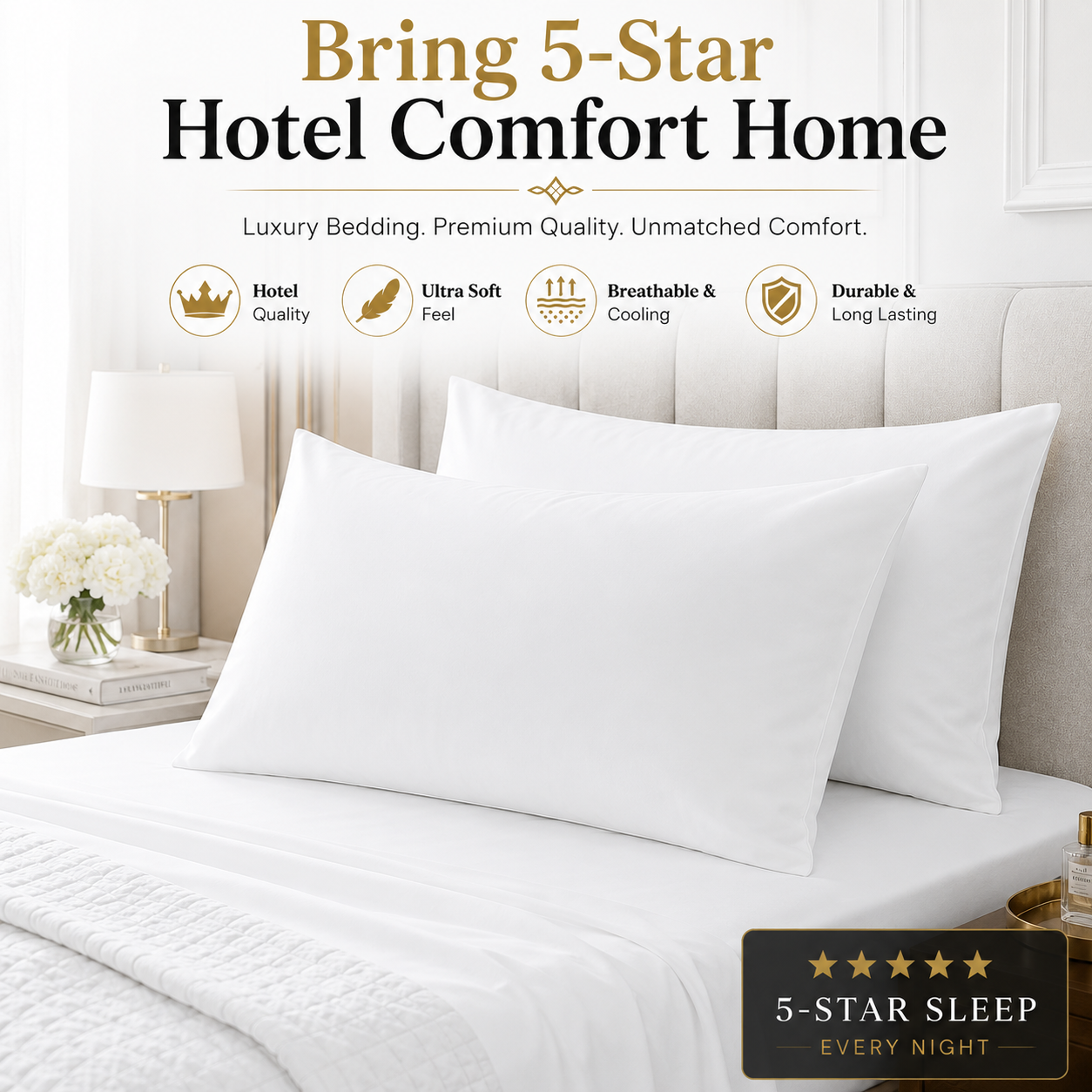800 Thread Count Egyptian Cotton Pillow Cases – Luxury Hotel Quality Bedding | Night Zone